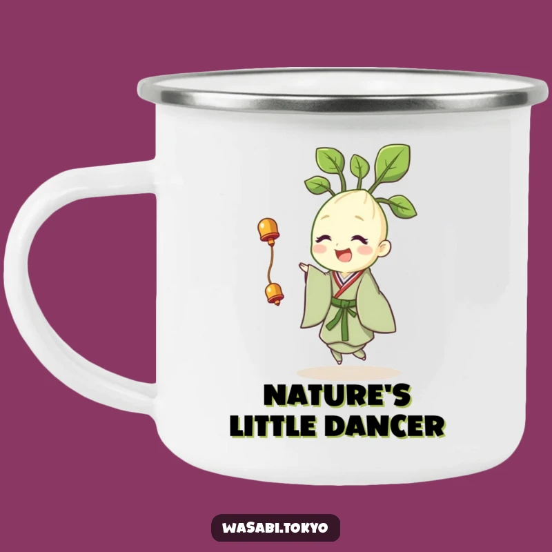 Funny Wasabi Camp Mug: Cheerful Sprout Twirl - Outdoor Gift