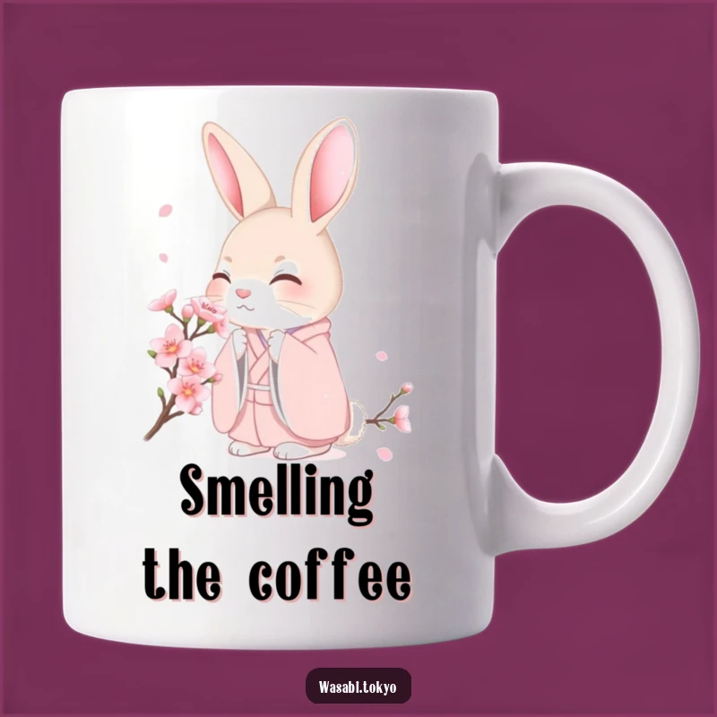 Funny Shy Rabbit Cherry Blossom Mug - Delicate & Gentle for a Perfect Gift