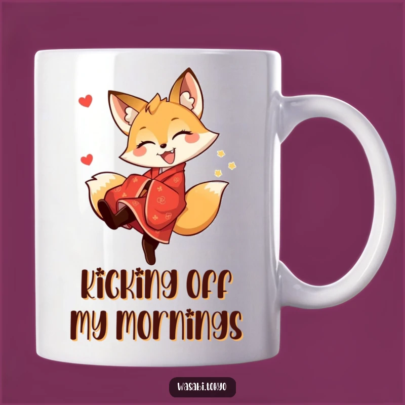 Funny Fox Kimono Kick Mug - Joyful & Playful Action for a Perfect Gift