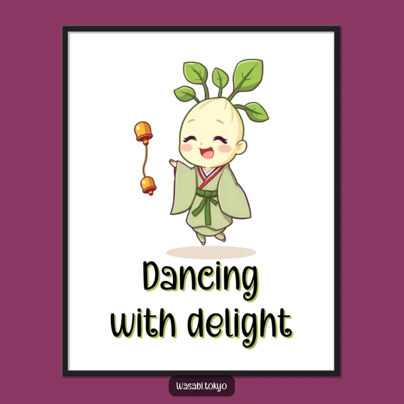 Funny Wasabi Digital Print: Cheerful Sprout Twirl - Instant Gift
