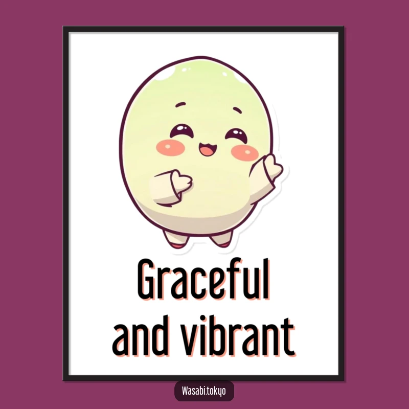 Funny Wasabi Digital Print: Happy Round Character - Instant Gift