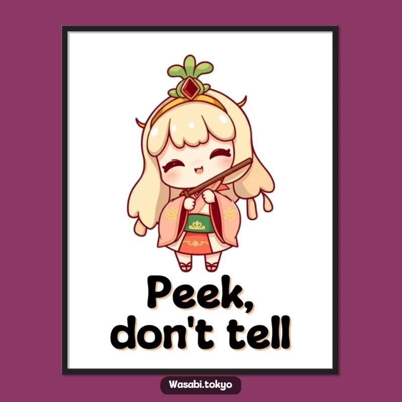 Funny Wasabi Digital Print: Cheeky Fan Peek - Instant Gift