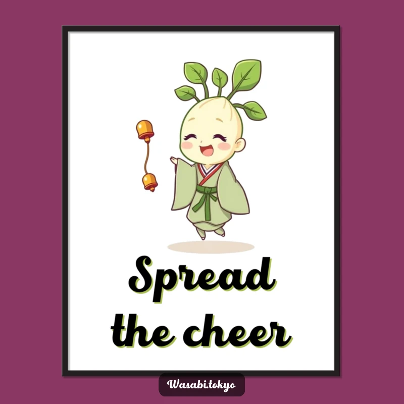 Funny Wasabi Art Poster: Cheerful Sprout Twirl - Wall Decor Gift