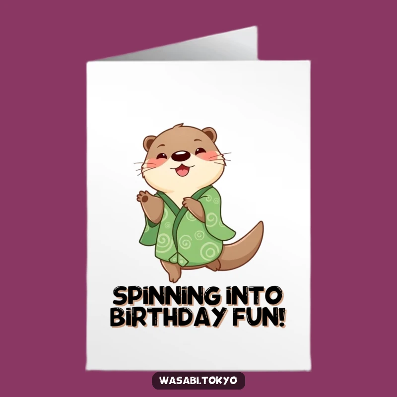 Free Printable Birthday Card: Playful Otter Spin! Downloadable, Print-at-Home Joy for a Wild Celebration