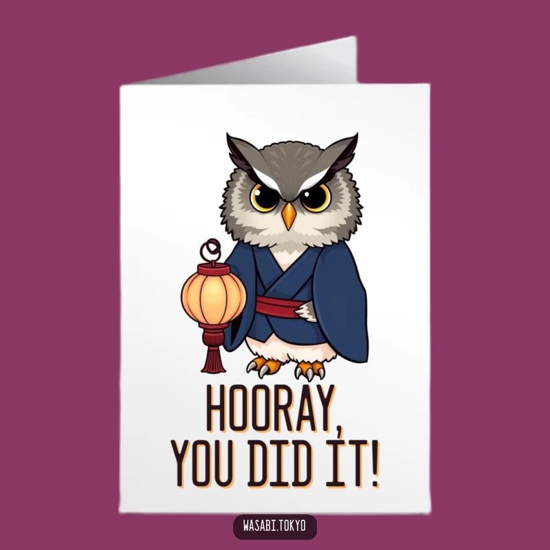 Free Printable Congrats Card: Wise Owl Lantern! Downloadable, Print-at-Home Elegance for Accomplishments