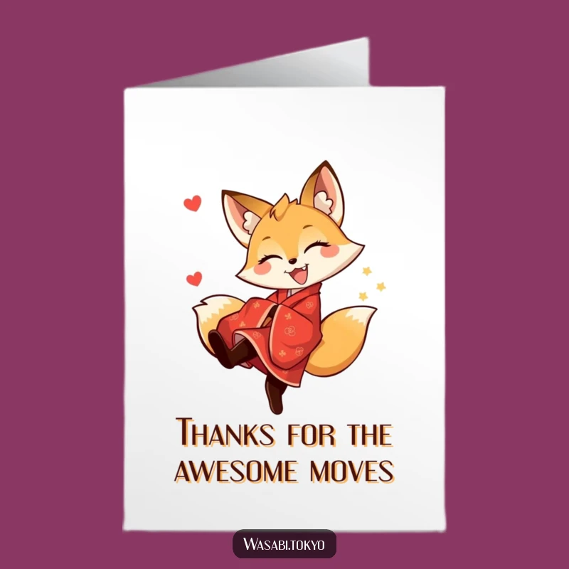 Free Printable Thank You Card: Funny Fox Kick! Express Gratitude with Downloadable, Print-at-Home Humor