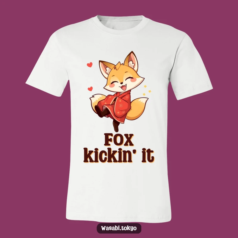 Funny Fox Kimono Kick T-Shirt - Joyful Style for a Perfect Gift