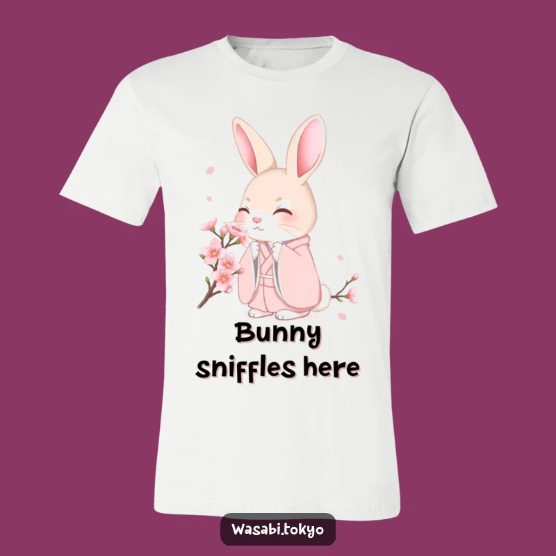 Funny Shy Rabbit Cherry Blossom T-Shirt - Sweet Style for a Perfect Gift
